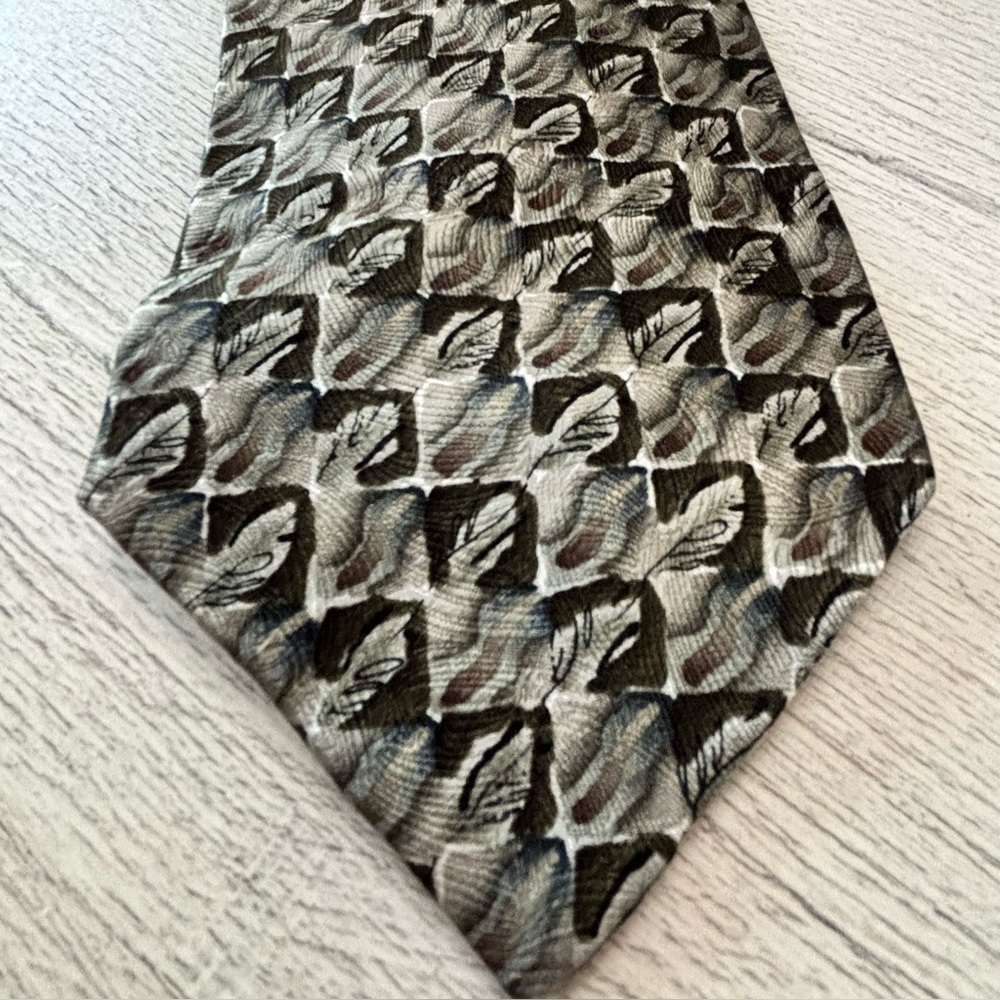 JERRY GARCIA Men’s Tie Brown Abstract CHICKEN & CAT COLLECTION 18 Tie Korea 1996